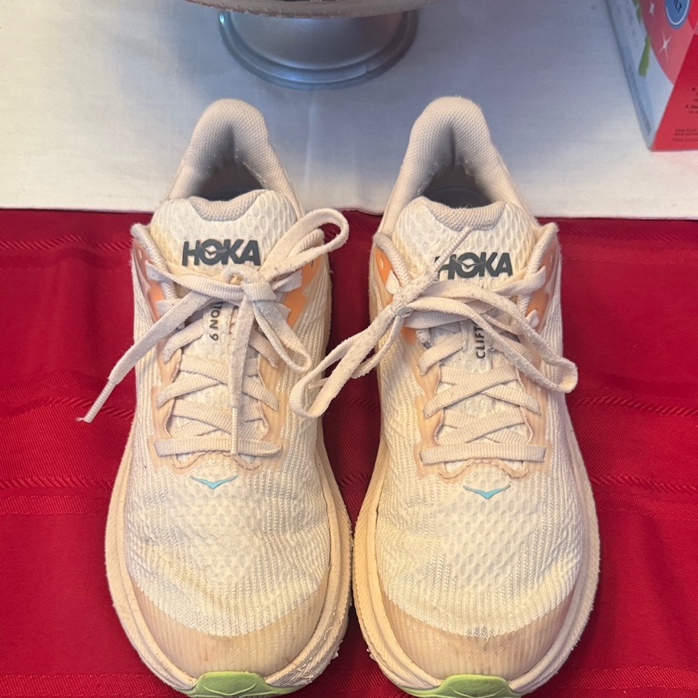 Hoka Women's Cream and Orange Athletic Shoes